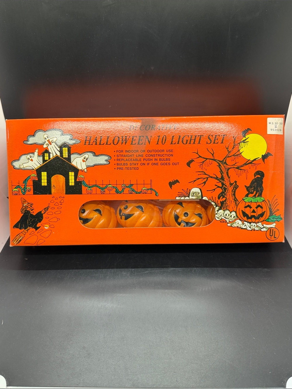 NWT Vintage deadstock Halloween Blow Mold Jack O Lanterns Pumpkin String Light